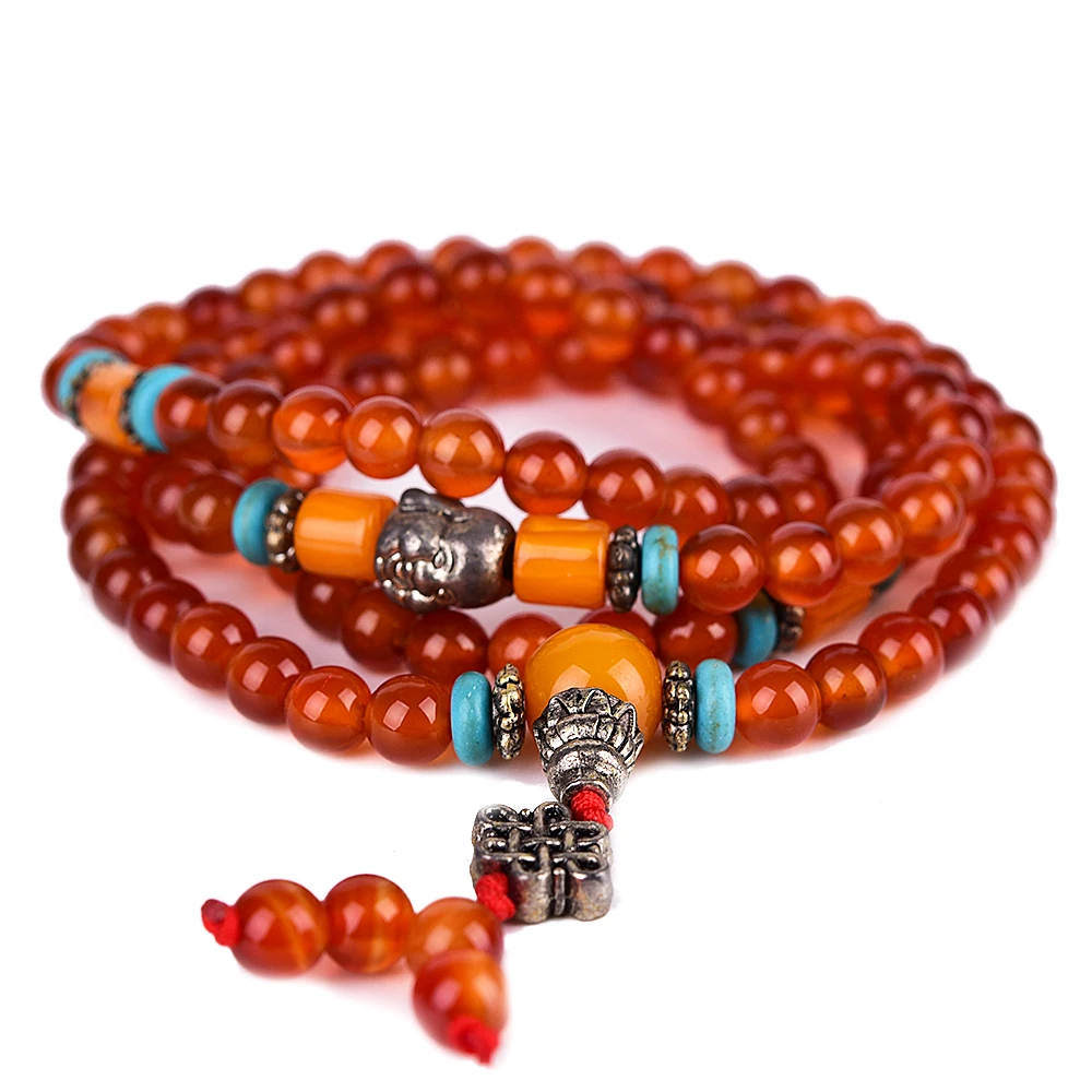 Asingeloo 108 бусины Молитва мала Тибетский красный агат лечебные браслеты для мужчин