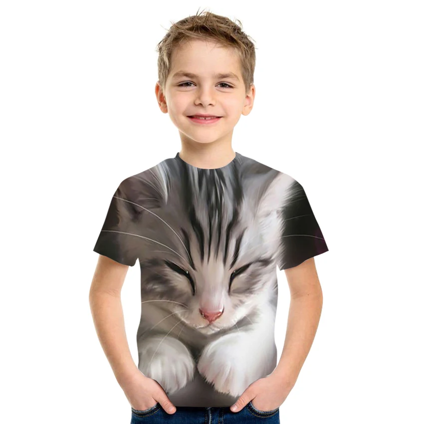 

3D animal print T-shirt boys and girls clothing milk silk fabric size 4T-16T
