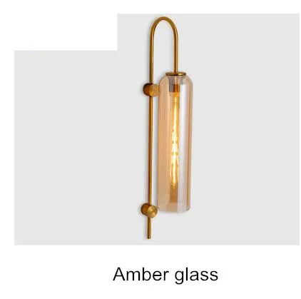 Amber glass Современный Стеклянный дизайнерский роскошный настенный светильник, прикроватный светильник для коридора, горячая Распродажа, зеленый стеклянный настенный светильник для спальни, гостиной - Цвет абажура: Amber glass