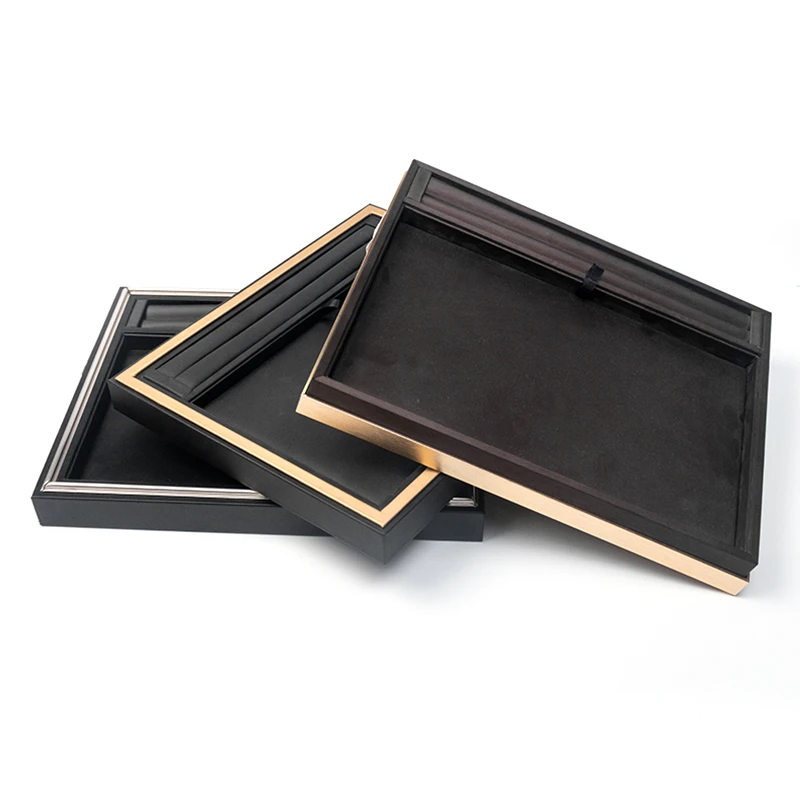 Black Pu Leather Flexible Jewelry Display Trays For Women Earring Bracelet Pendent Wedding Ring Show Plate Jewellery Organizer