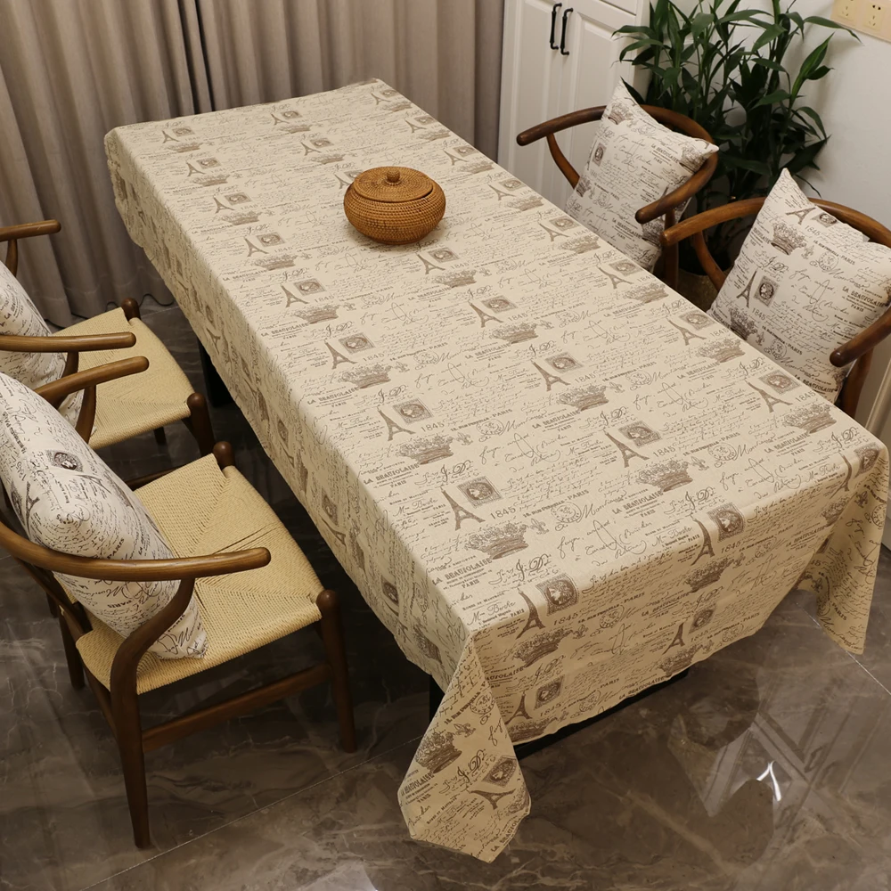 

Tablecloth Rectangular Cushion Cover Cotton Linen Fabric Stamp retro Table Covers for Home Table Picnic Hotel Dining Tea Table