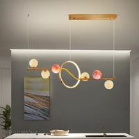 modern nordic dinning room pendant lighting long type led bar pendant lamp minimalist creative glass ball hanging light fixtures