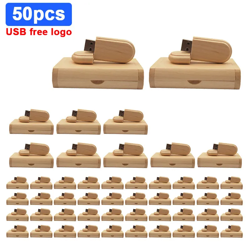 

50pcs free logo wooden + box usb flash drive waterproof pen drive 64gb 32gb 16gb 8gb pendrive usb 2.0 memory stick flash drive