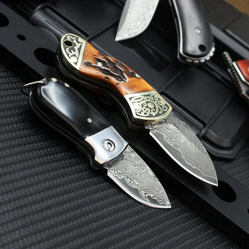 

TUNAFIRE Pocket Folding Knife Damascus Steel Portable Knife Tactical Survival Hunting Knives Outdoor Camping EDC Multi Tools