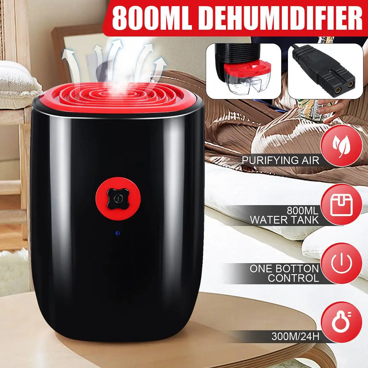 

NEW 800ML Electric Air Dehumidifier 22W Mini Household Dehumidifier Portable Cleaning Device Air Dryer Moisture For Home
