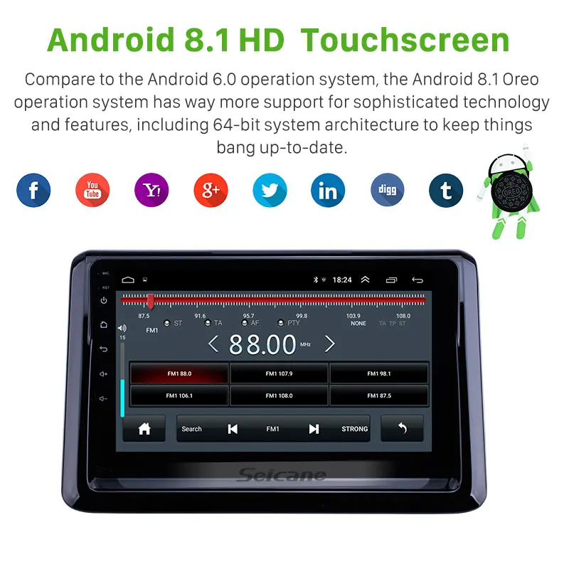 Автомагнитола Seicane 2DIN Android 9 1 дюймов GPS-навигация для 2014 Toyota с поддержкой Carplay