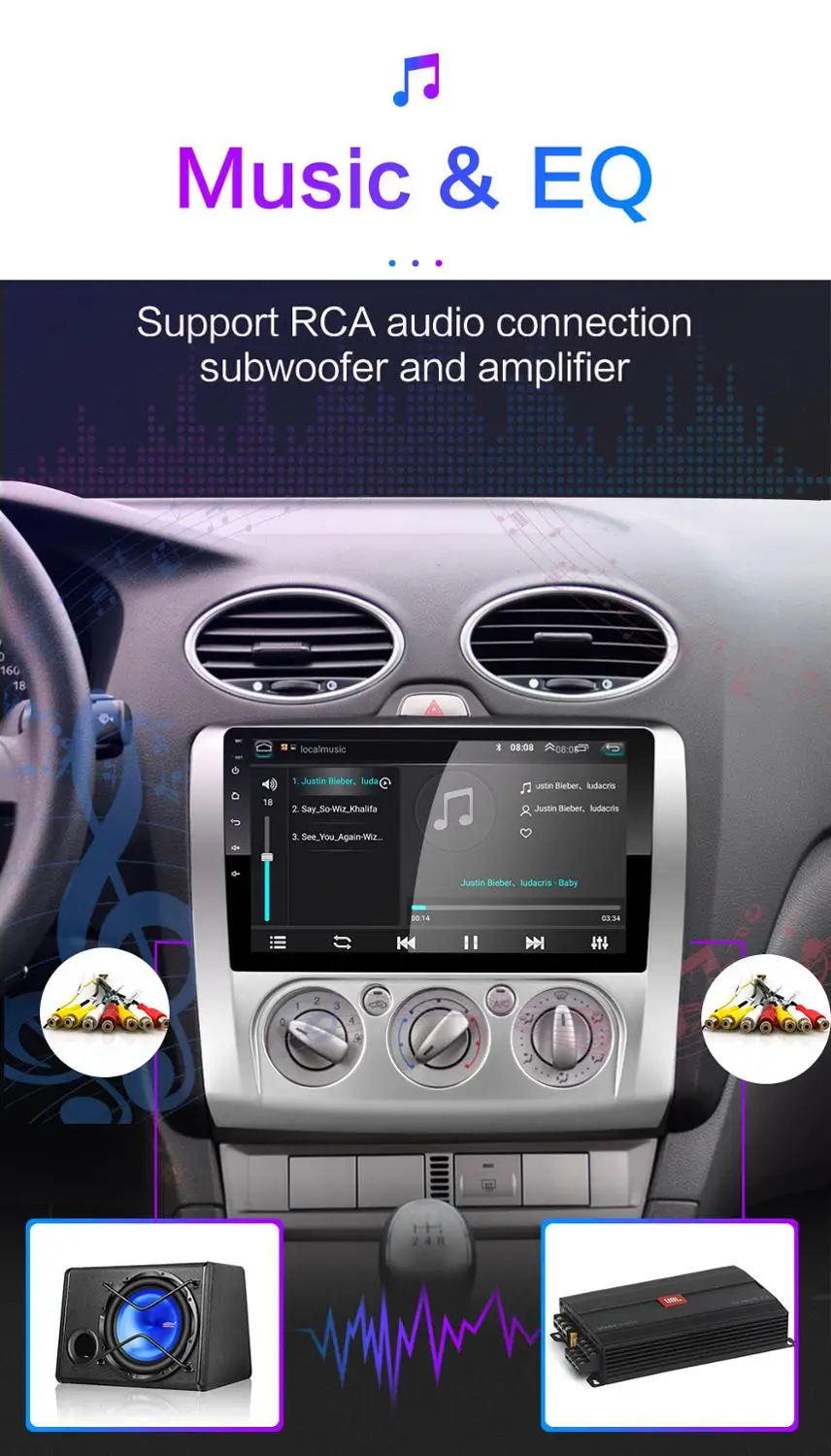 2 DIN 9-дюймовый Android 8 1 GPS навигатор сенсорный экран четырехъядерный автомобильный