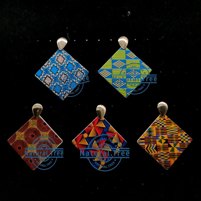 Металлические квадратные деревянные серьги гвоздики|Серьги-подвески| |