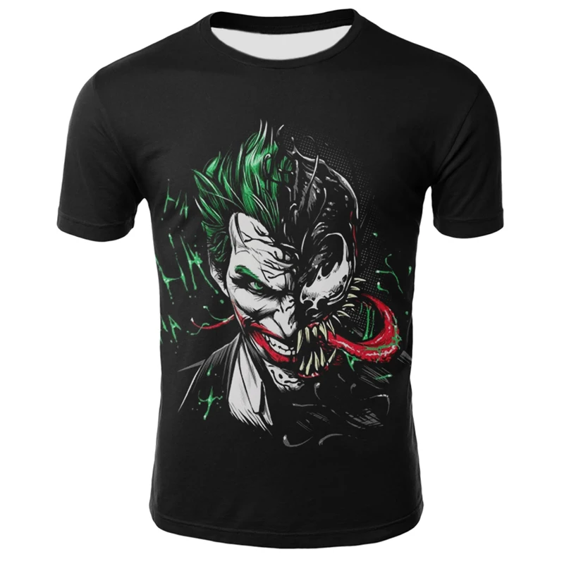 

Summer men t-shirt 3D printed clown pattern casual fashion short-sleeved t-shirt horror party Harajuku style t-shirt