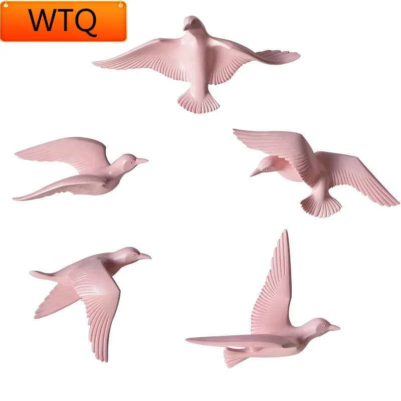 

3d Resin Birds Creative Wall Murals Sculptures Simple Three-dimensional Bedroom Wall Stickers Tv Background Wall Decorations