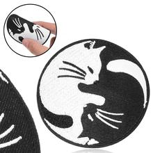 1 шт. Yin Yang Белый Черный Кот пришитый Железный значок шапка на