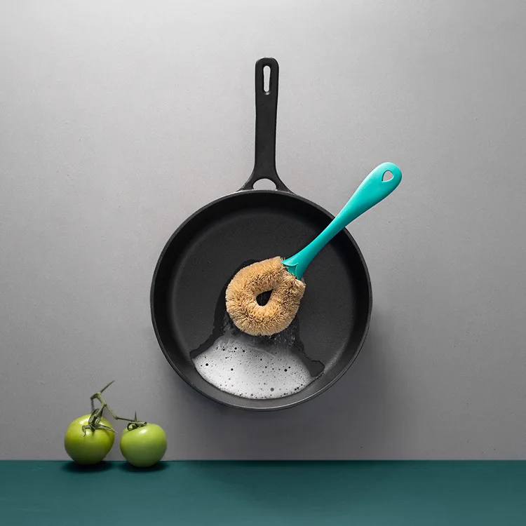 Лесные почки натуральная Кокосовая щетка для чистки сковородки с антипригарным