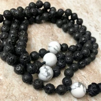 natural lava stone unisex 108 beads handmade tassel necklace yoga gift classic national style healing dark matter