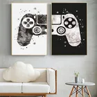 Современный плакат игровой консоли черный белый контроллер Картина на холсте подарок для мальчиков принты геймпад Настенная картина для декора детской комнаты