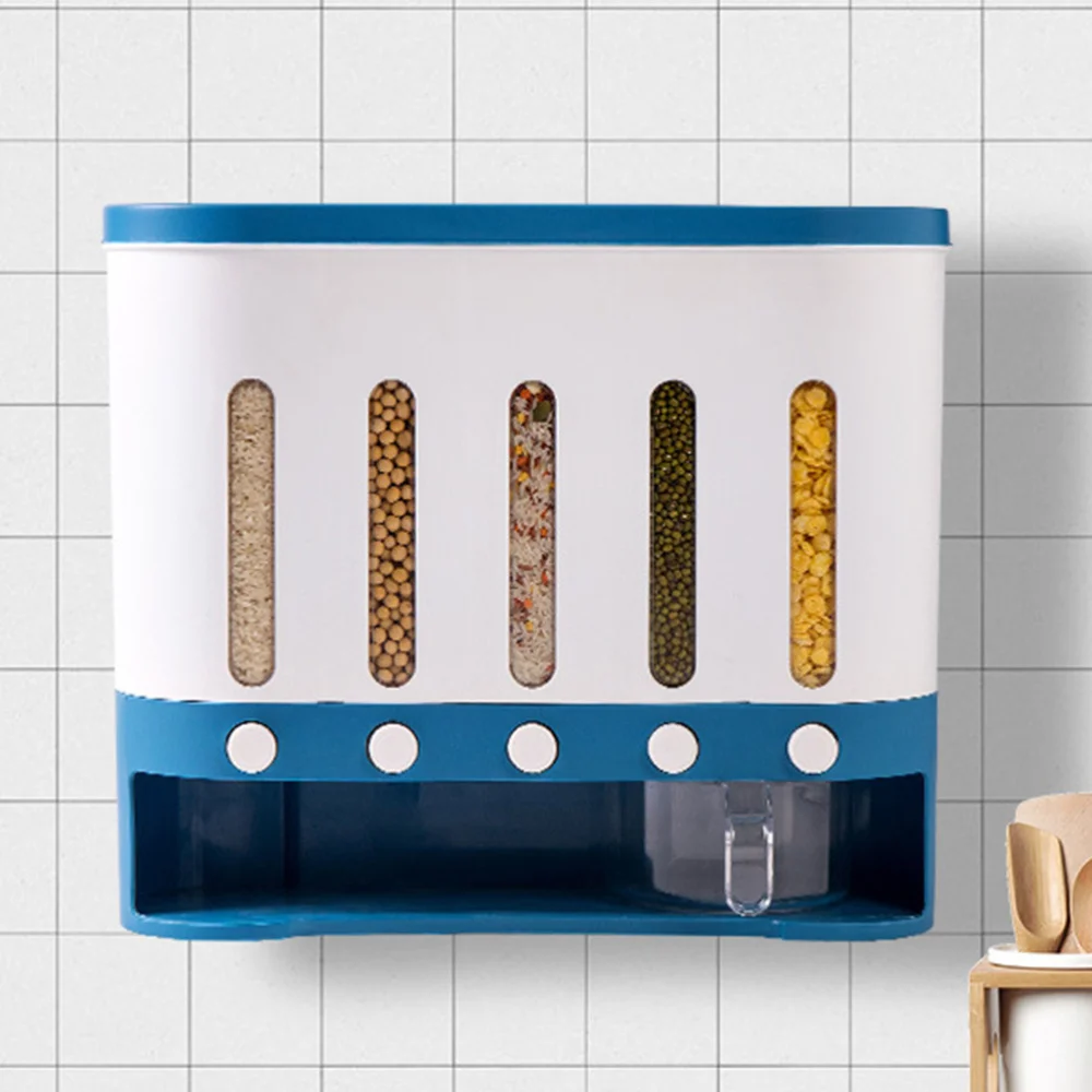 

1pc Wall Mounted Storage Jar Coarse Grain Container Kitchen Rice Storage Box