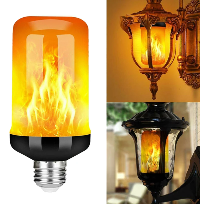 

New 9W E27 Flame Effect LED Bulb E26 B22 Flickering Fire LED Wall Light Lamp for Garden Yard Party Christmas Decor Lights Flamme