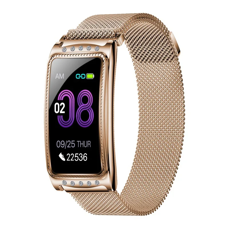 

FEOOE Women's Smart Bracelet New Color Screen Metal Body Magnetic Steel Band IP68 Waterproof Bracelet TY