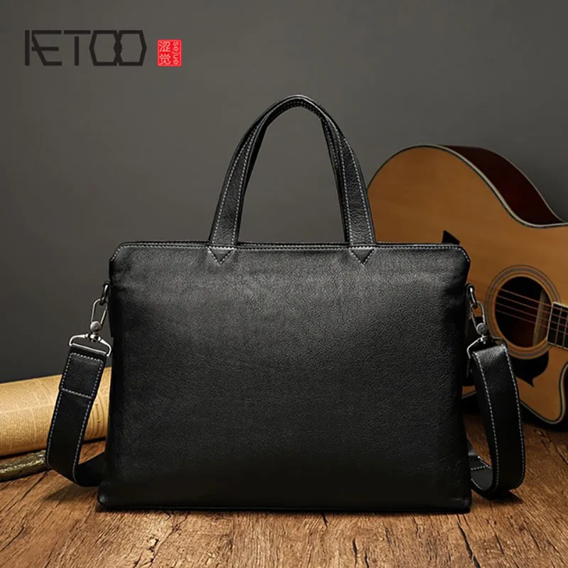 

AETOO First layer leather men's handbags, business briefcases, leather men's messenger bags