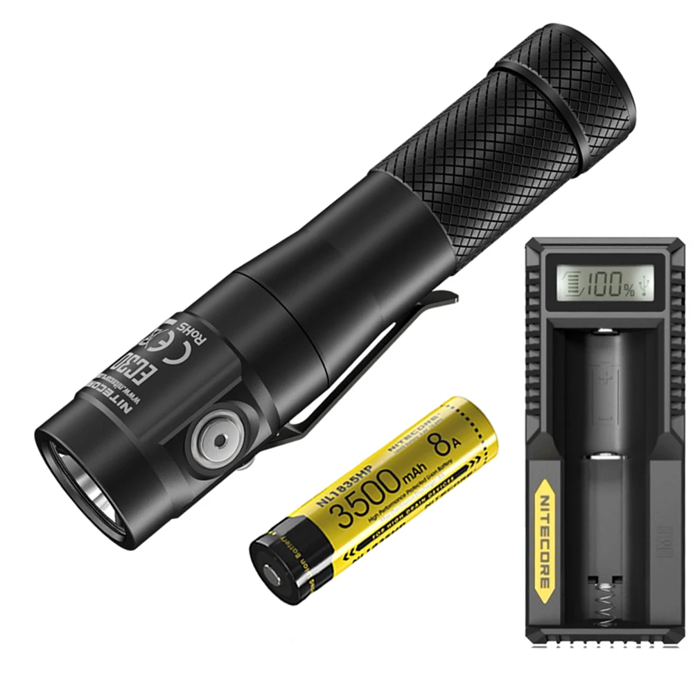 NITECORE EC30 тактический фонарь XHP35 HD светодиодный Макс 1800 люмен луч бросок 220 м факел Ручной поиск спасательный маяк - Испускаемый цвет: EC30 3500mAh UM10