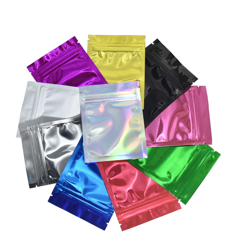 100Pcs/Lot Aluminum Foil Food Bag Zip Lock Valve Packaging Bags Snack Bean Tea Package Bags Self Seal Ziplock Zipper Mylar Bag
