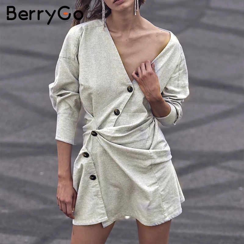 Женское платье с рукавом летучая мышь BerryGo однотонное хлопковое вечернее