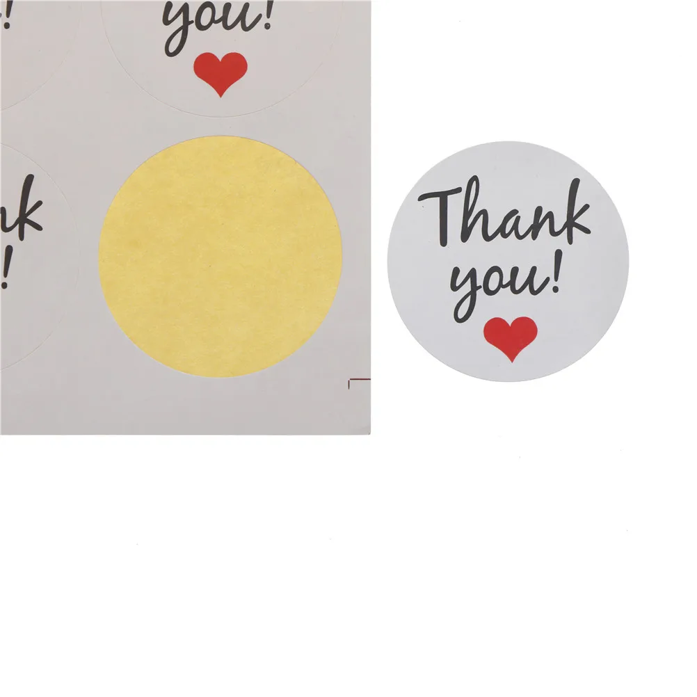 

120pcs/10 Sheets Round White Thank You Sealing Sticker Red Heart Stationery Sticker