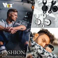 vnox cool punk wrench tool design stud earrings for men1 piecepair stainless steel rock gothic ear clipsfashionista jewelry