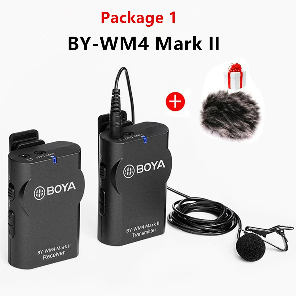 Package 1 BOYA BY-WM4 Mark II/Pro беспроводной микрофон системы петличный нагрудный микрофон для Canon Nikon sony DSLR видеокамеры рекордер для iPhone 6 - Цвет: Package 1