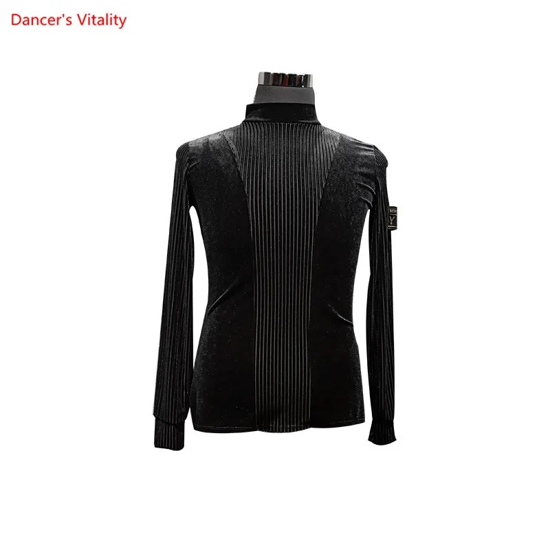 

Men's Shirt T-Shirt Latin Dance Clothing Long Sleeves Shirts Modern Cha-Cha Dance Waltz Latin Dance Men Modern Competition top