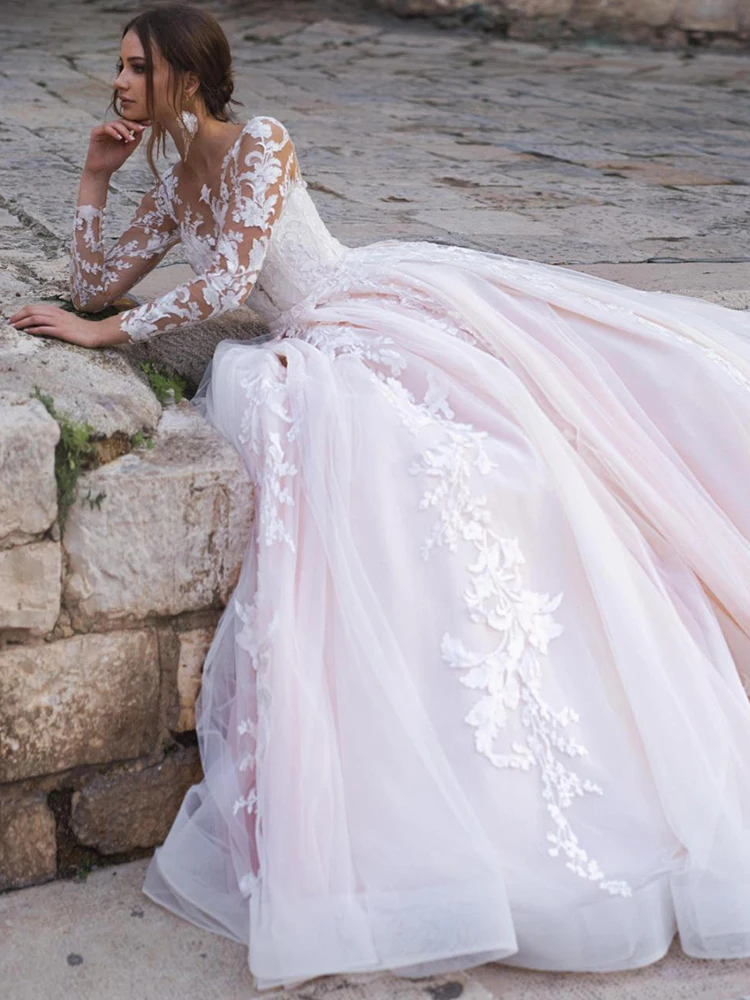 

YILIBER New Simple Wedding Dress Backless Sleeveless Design Chiffon Lace Bride Dresses Princess Dress Plus Size Tailor-made