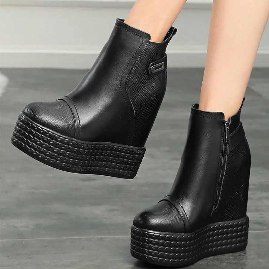 

Женские ботильоны из натуральной кожи на платформе и высоком каблуке