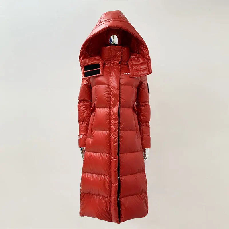

Down Jacket Women Hooded Mid Long Coat 2020 New Fashion Shiny Korean Thick Winter Jackets Casual Loose Female Outerwear Warm