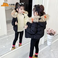 baby girls winter jacket with fur parka cotton padded clothes 2 3 4 5 6 7 8 year childrens coat boy outwear