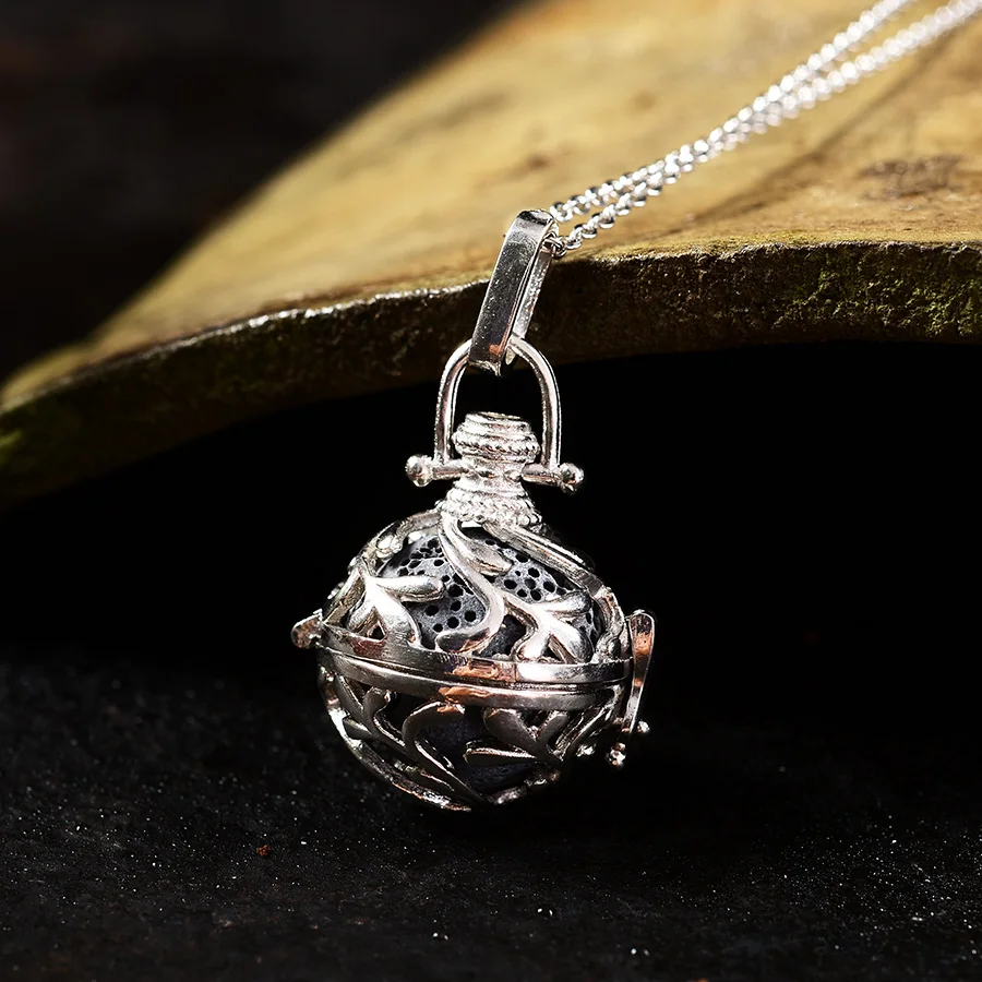 Natural volcanic stone health can spray perfume long necklace alloy pendant female gift suitable for matching | Украшения и