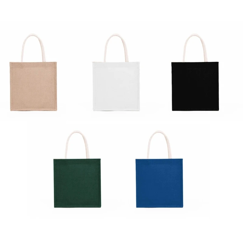 

Женская Джутовая сумка для покупок, многоразовая продуктовая сумка с ручками, вместительная сумка, пляжный дорожный органайзер для хранени...