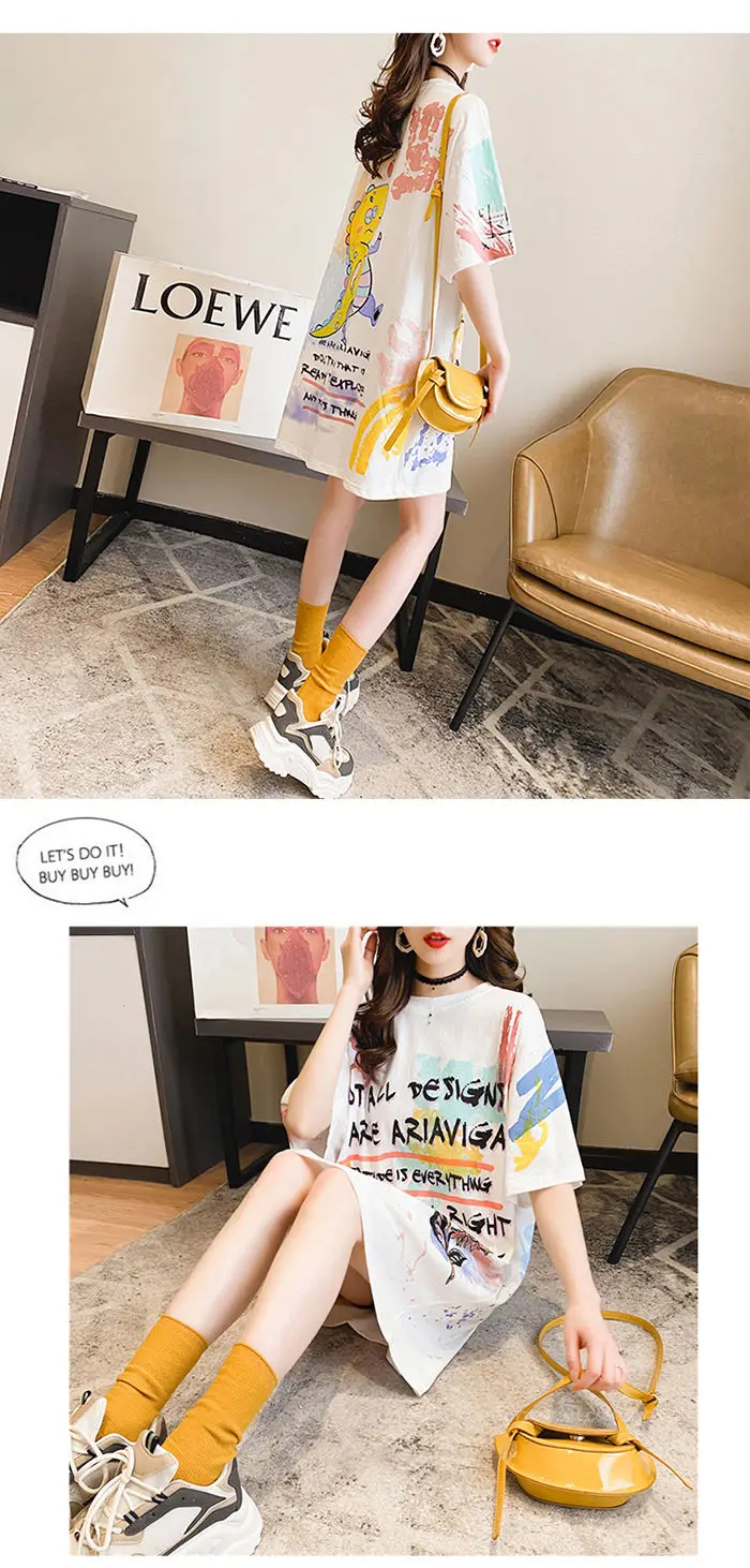 Летнее платье-футболка в японском стиле женское белое платье с коротким рукавом