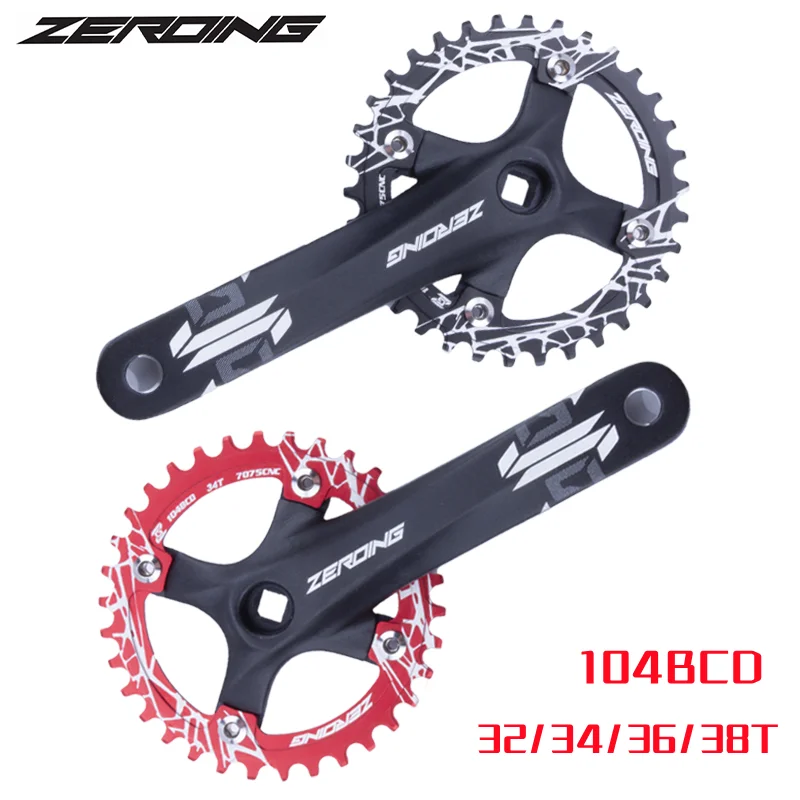 

ZEROING MTB Crankset Disc 170mm 104BCD Bicycle Sprocket Square Hole Crank 8/9/10/11 Speed Refit Single Disc Bicycle Parts