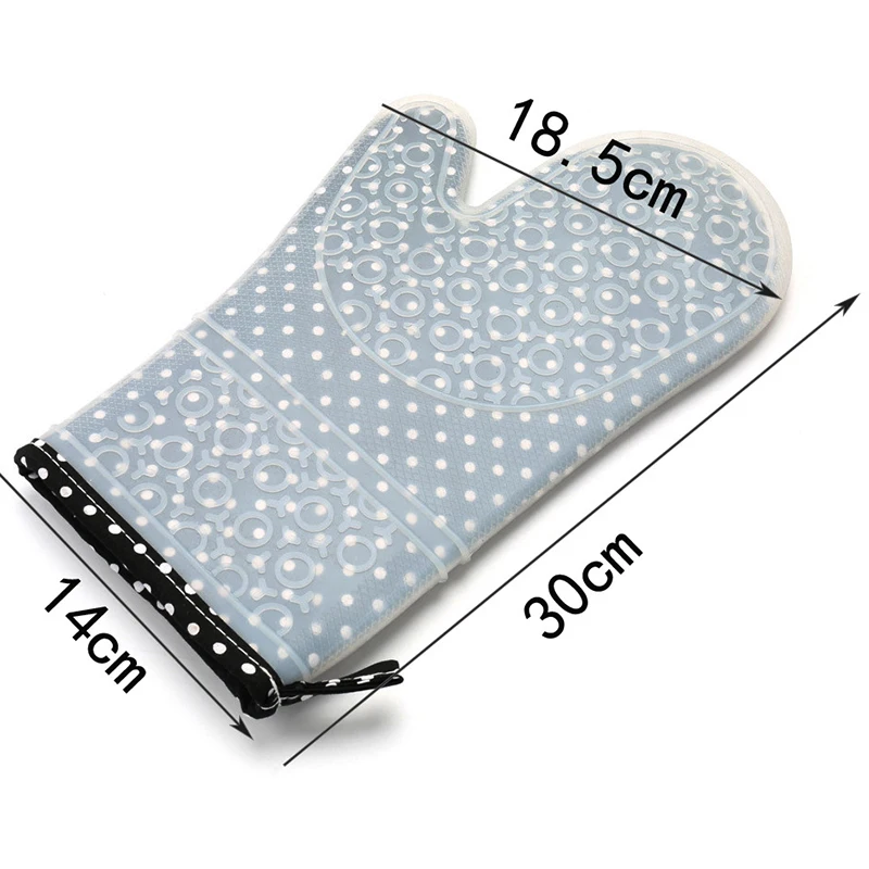 

WALFOS One Piece Oven Mitts 1 Piece Silicone and Cotton Double -Layer Heat Resistant Gloves Silicone BBQ Gloves Kitchen Glove