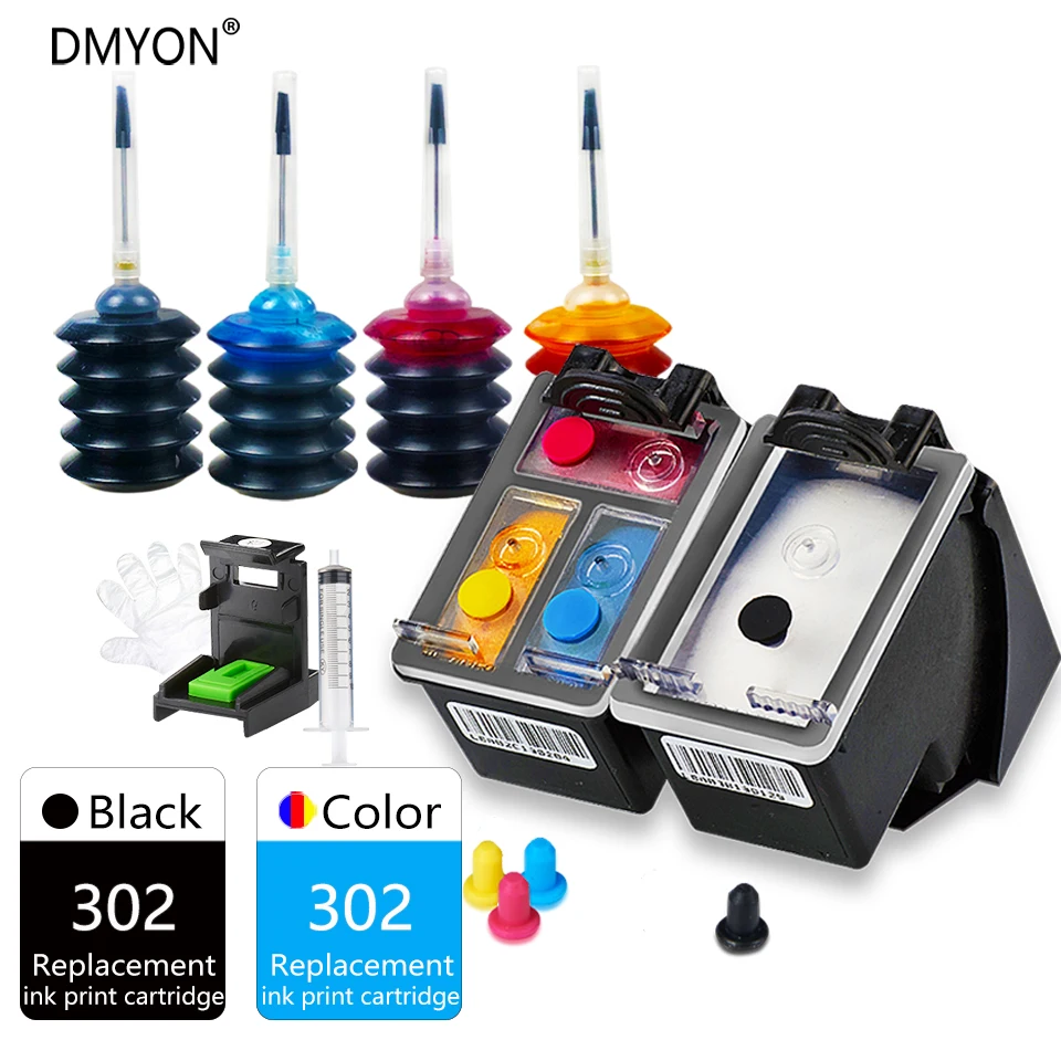 DMYON новая версия принтер 302 XL перезаправляемый картридж для HP с чернилами Deskjet 2130