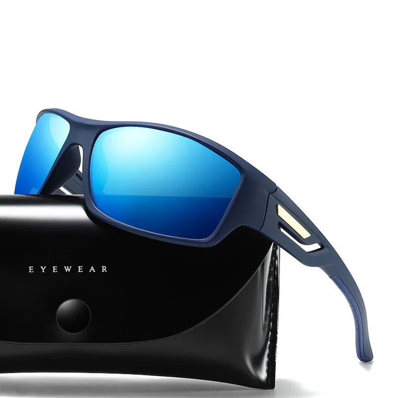 Поляризованные солнцезащитные очки мужские и женские бренда дизайнера, квадратные спортивные солнцезащитные очки с черной оправой, гогглы UV400 TR90 с чехлом M245