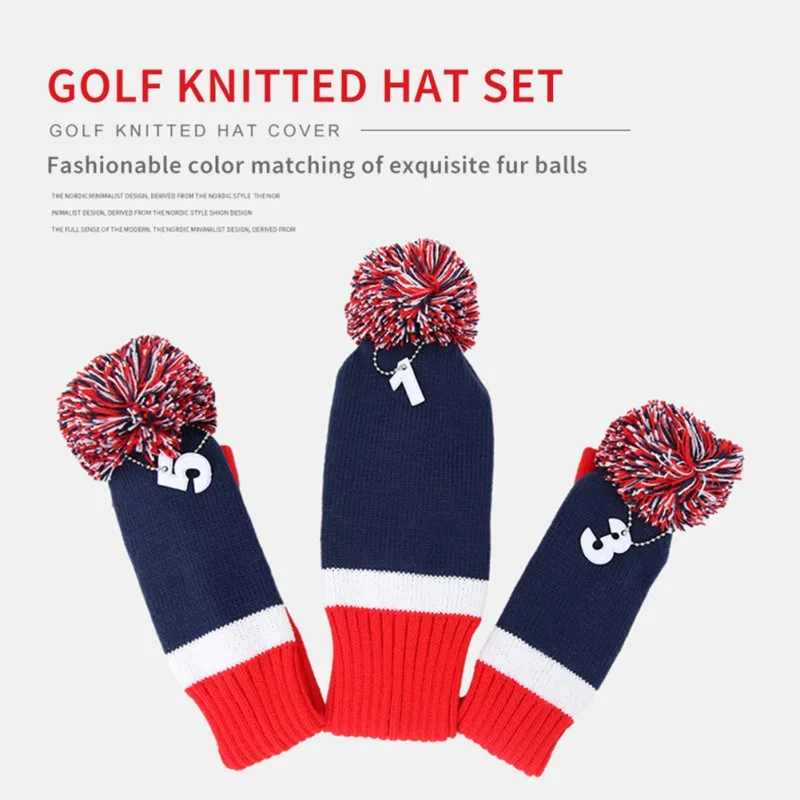 

Golf knitted Covers 1 3 5 Driver Fairway Fits 460cc Drivers Golf Iron Head Covers Protects The Club Not Easy To Fall Off