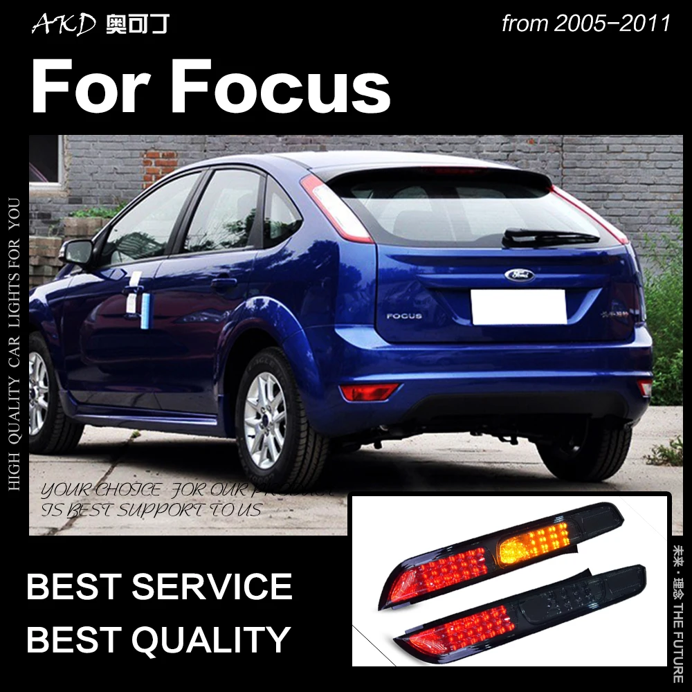 Luces traseras LED para coche Ford Focus, lámpara trasera con DRL, señal de freno, accesorios de marcha atrás, 2005-2011 Focus 2 Hatchback
