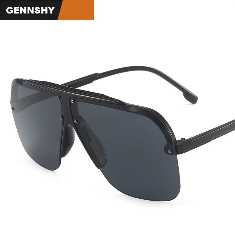 2021 New Retro Big Frame Sunglasses Men Fashion Pilot Half Europe And America Cool Plastic Black Driving UV400 | Аксессуары для