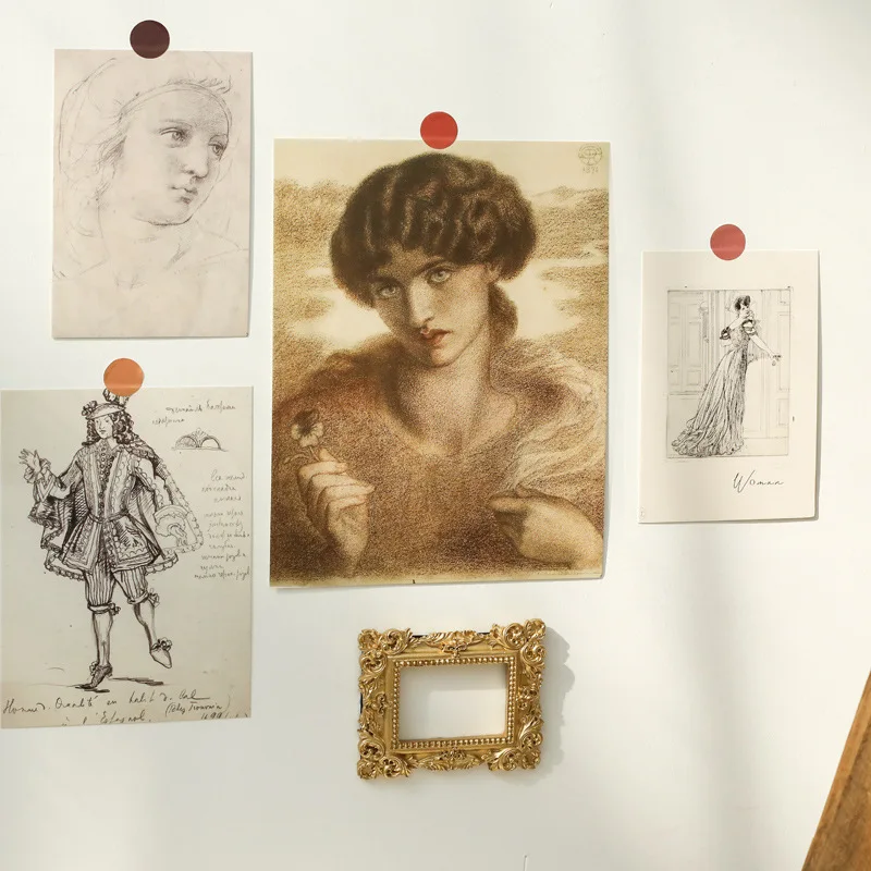 7 шт. Ретро картина для эскизов женщин декоративный фон открыток небольшой постер