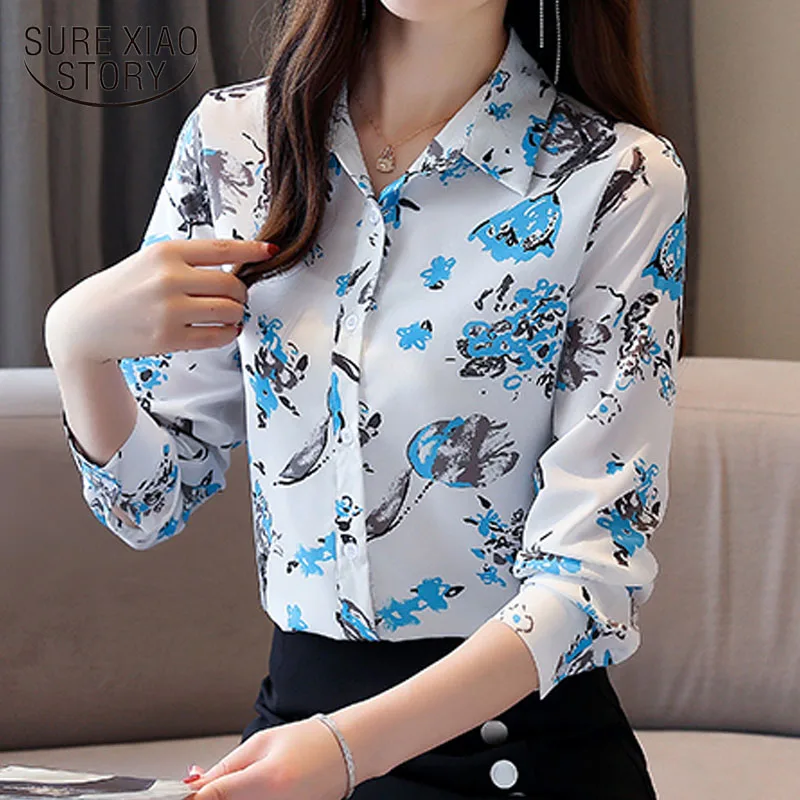 

Women's Autumn Blouses 2020 Long Sleeve Floral Print Chiffon Clothes Shirt Office Lady Women's Tops and Blouses Blusas 10623