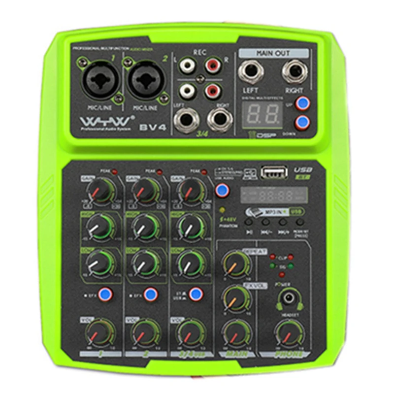 

Wenyanwen 4-канальный мини-миксер, USB, Bluetooth, цифровой MP3 компьютер Вход, 48В Мощность