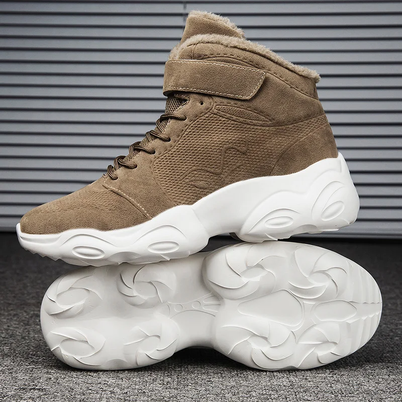 

Winter Plush Ankle Boots for Men 2021 Platfofm Casual Sneakers Flat Luxury High-top Shoes Cotton Male Snow Footwear Fur Black