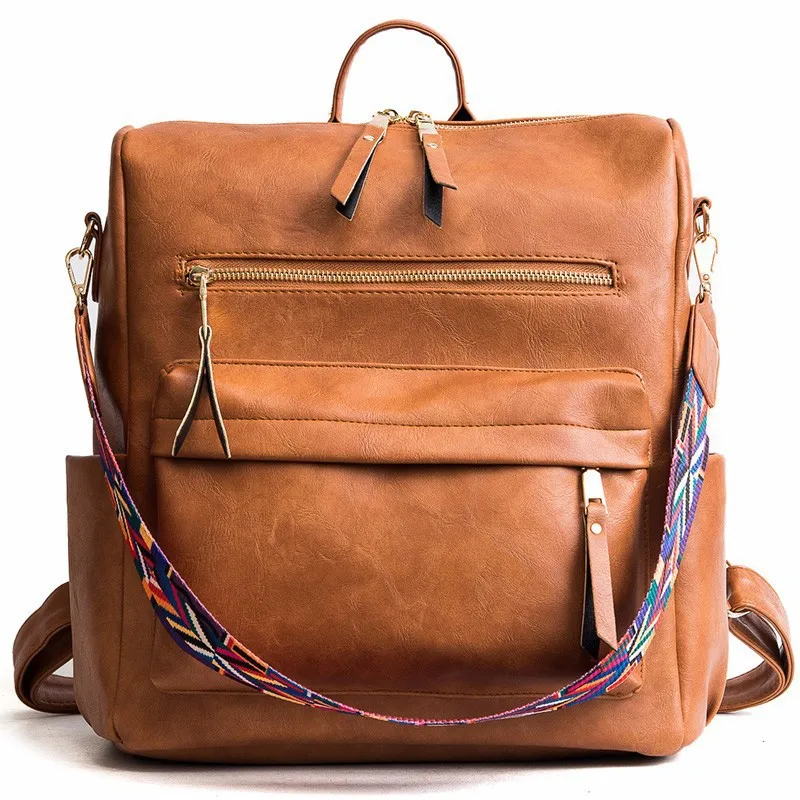 

Women PU Retro Large capacity Backpack Leather Rucksack Women's Knapsack Travel Backpacks Shoulder School Bags Back Pack