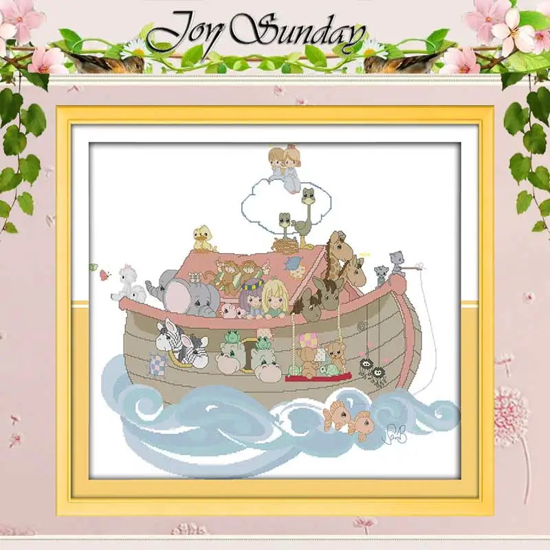 Noah's Ark Cartoon Painting Counted Cross Stitch 11CT 14CT cartoon Cross-Stitch Kit Handmade Home Decor Embroidery Needlework | Дом и сад