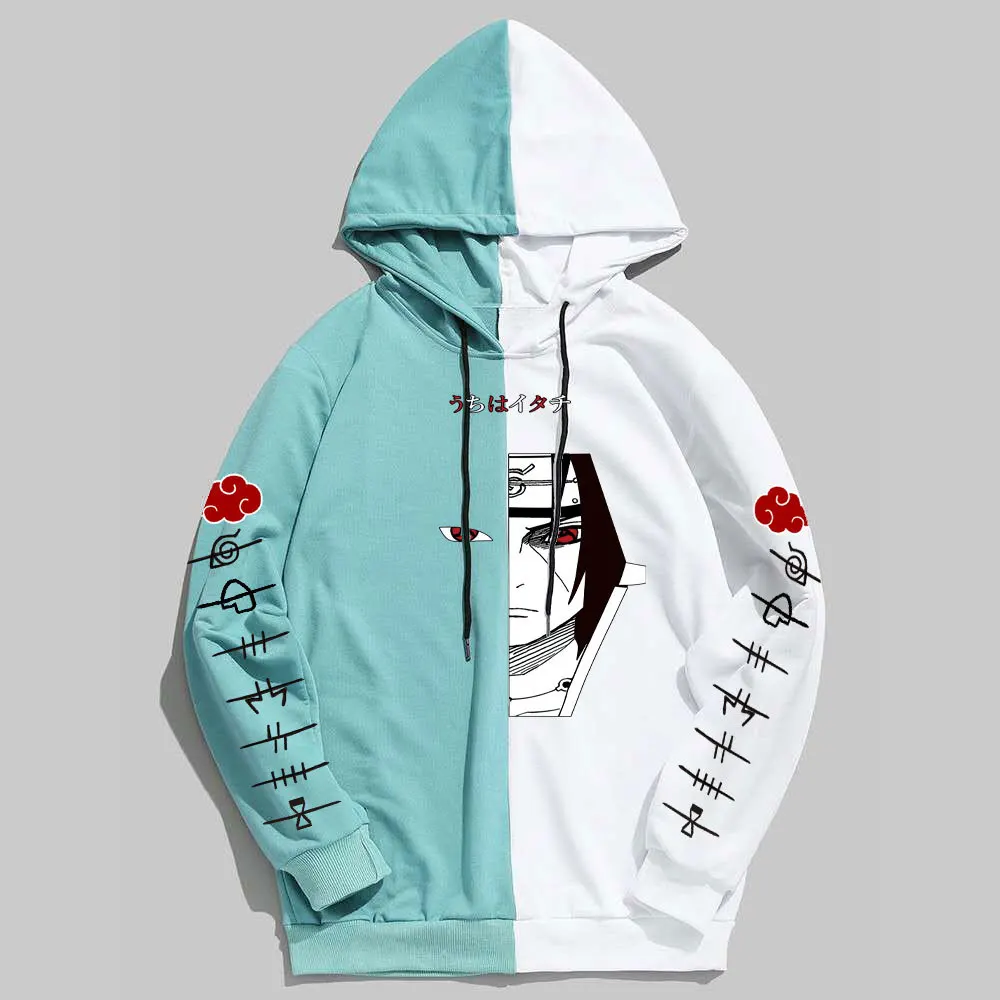 

2021 new fashion color matching anime print hooded sweater